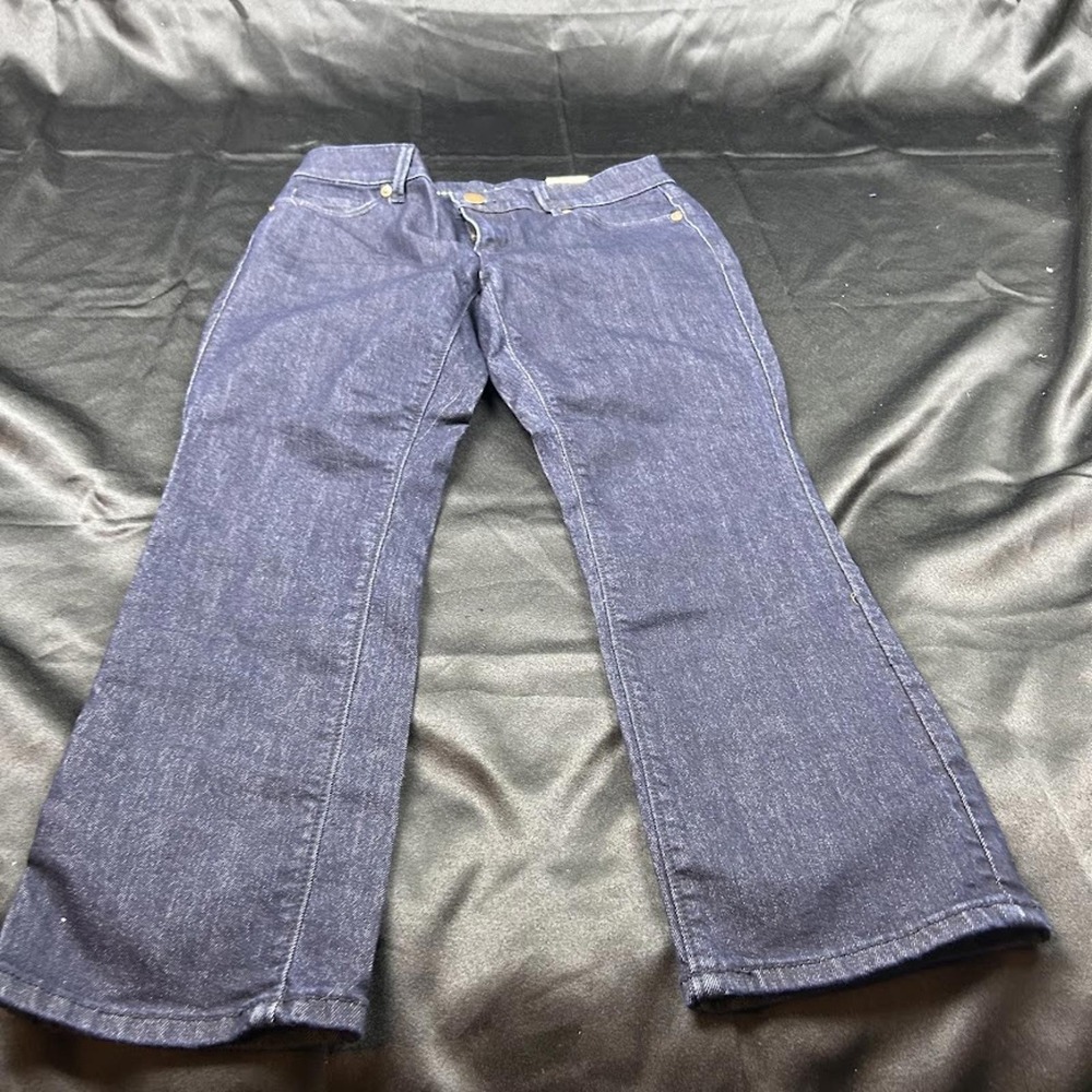 Ann Taylor LOFT Modern Kick Crop Jeans Dark Wash Indigo 27/4 Petite Denim